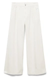 Mango Pleated Wide Leg Jeans In White