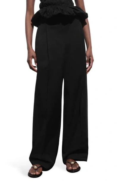 Mango Pleated Wide Leg Pants In Black