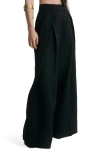 Mango Pleated Wide Leg Pants In Black