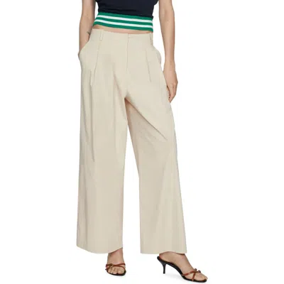 Mango Pleated Wide Leg Pants In Beige