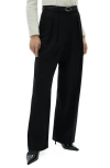 Mango Pleated Wide Leg Pants In Black