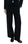 Mango Pleated Wide Leg Pants In Black