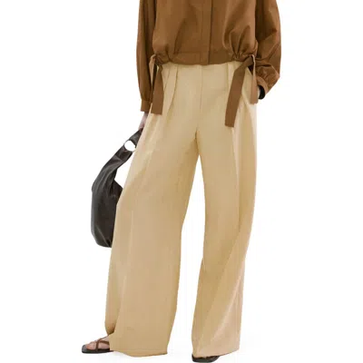 Mango Pleated Wide Leg Pants In Brown
