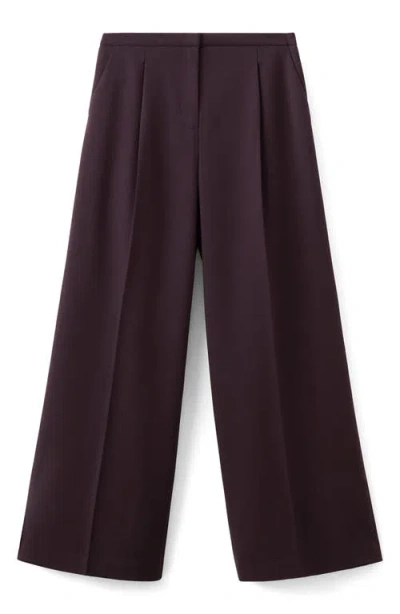 Mango Pleated Wide Leg Pants In Burgundy