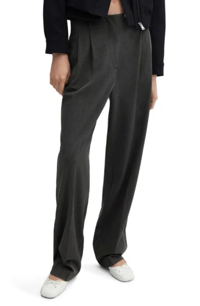 Mango Pleated Wide Leg Pants In Grey