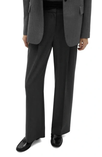 Mango Pleated Wide Leg Pants In Grey