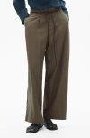 Mango Pleated Wide Leg Pants In Khaki Brown