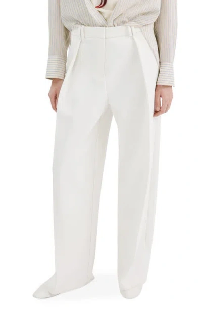 Mango Pleated Wide Leg Pants In White