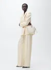 Mango Pleated Wideleg Suit Trousers Vanilla In Vanilla