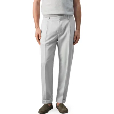 Mango Pleated Wool Wide Leg Pants In Gray