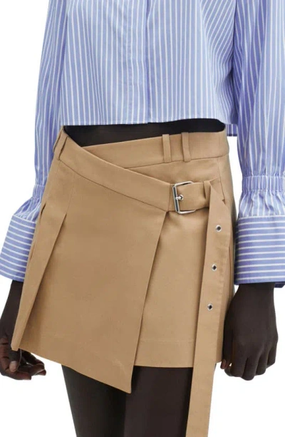 Mango Pleated Wrap Miniskirt In Beige