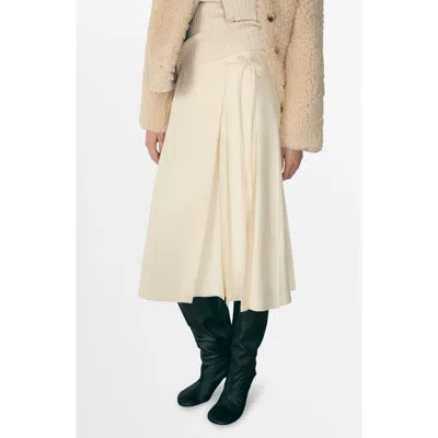 Mango Pleated Wrap Skirt In Ecru