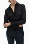 Mango Plumeti Clip Dot Button-up Shirt In Black