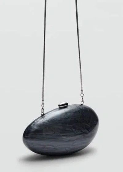 Mango Pearl-effect Clutch Bag Petrol Blue