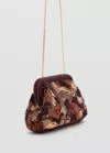 Mango Pochette À Perles Multicolores In Brown