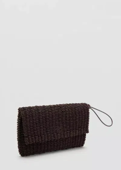 Mango Pochette En Fibre Naturelle Avec Rabat In Brown