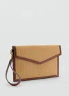 Mango Contrast Canvas Pochette Leather In Leather