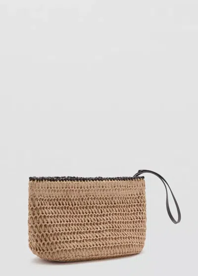 Mango Pochette Fibres Naturelles In Brown