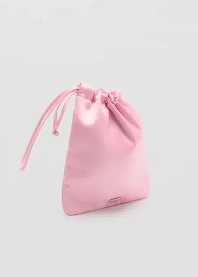 Mango Pochette Satinée Froncée In Pink