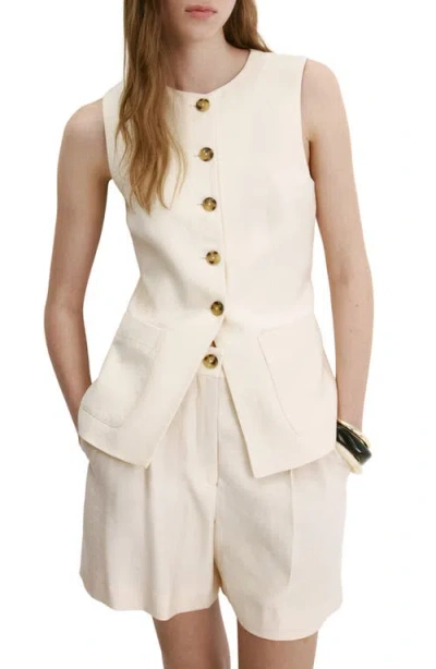 Mango Pocket Button Front Vest In Sand