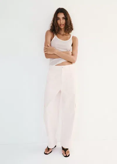 Mango Pocket Cargo Jeans In Pastel Pink