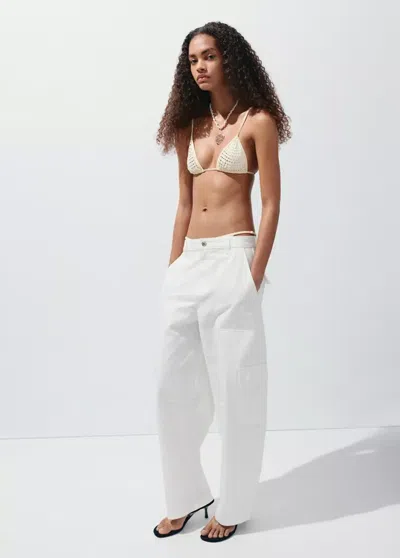 Mango Pocket Cargo Jeans In White