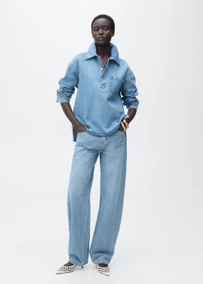 Mango Blouse Bleu Moyen - Femme - Xl -