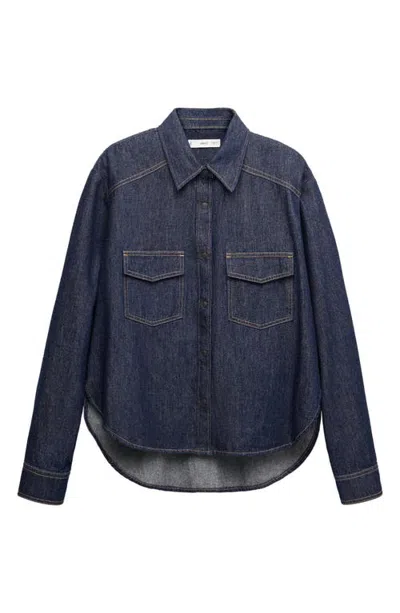 Mango Pocket Denim Shirt In Blue