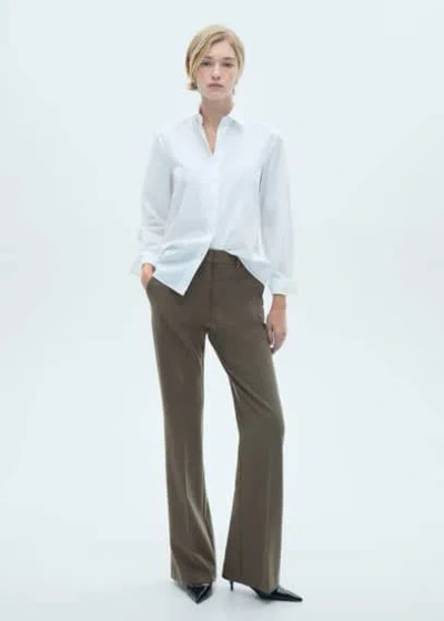 Mango Pocket Flared Trousers Green