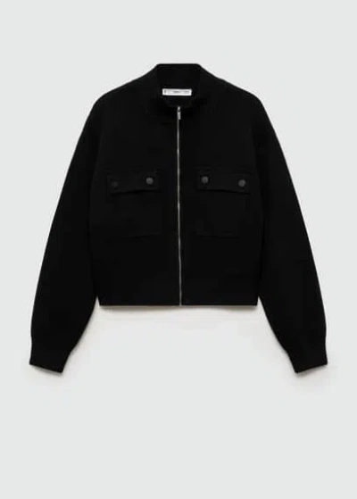 Mango Blouson En Mail In Noir