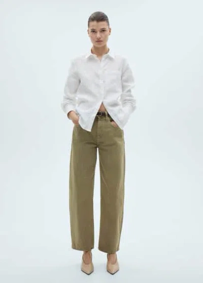 Mango Pocket Linen Shirt Off White In Off White