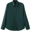 Mango Pocket Oversize Shirt In Green