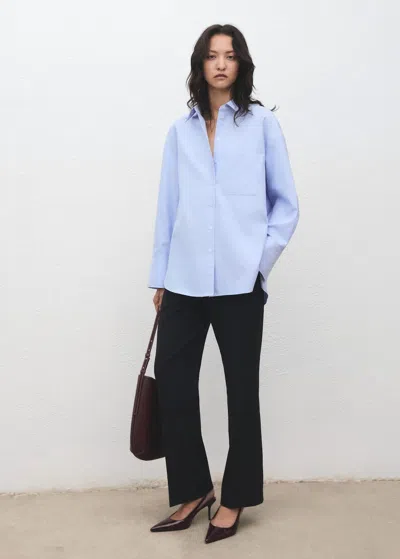 Mango Pocket Oversize Shirt Sky Blue