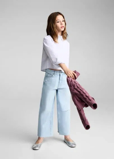 Mango Kids' Pocket Striped Shirt Sky Blue