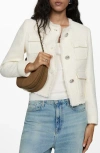 Mango Pocket Tweed Jacket In Ecru