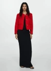 Mango Pocket Tweed Jacket Red In Rouge