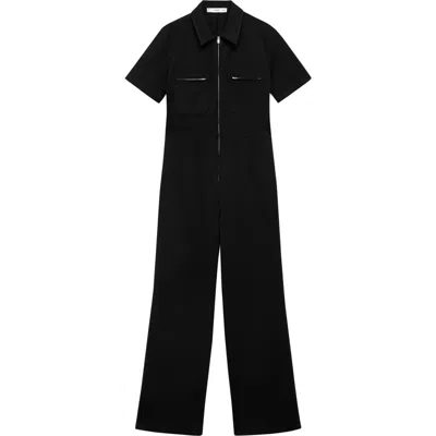 Mango Pocket Wide Leg Jumpsuit In Black