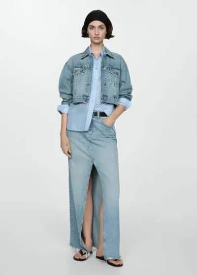 Mango Blouson In Bleu Moyen