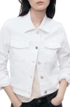 Mango Pockets Denim Jacket In White