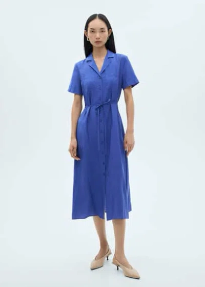 Mango Pockets Shirt Dress Vibrant Blue In Vibrant Blue