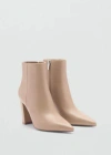 Mango Pointed Heel Ankle Boot Beige In Beige