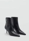 Mango Pointed Heel Ankle Boot Black In Black