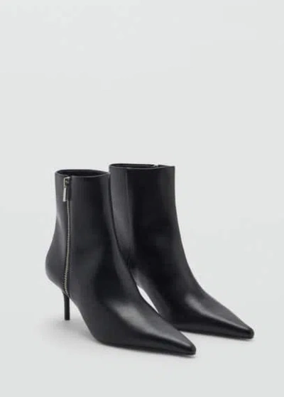 Mango Pointed Heel Ankle Boot Black