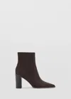 Mango Pointed Heel Ankle Boot In Brown