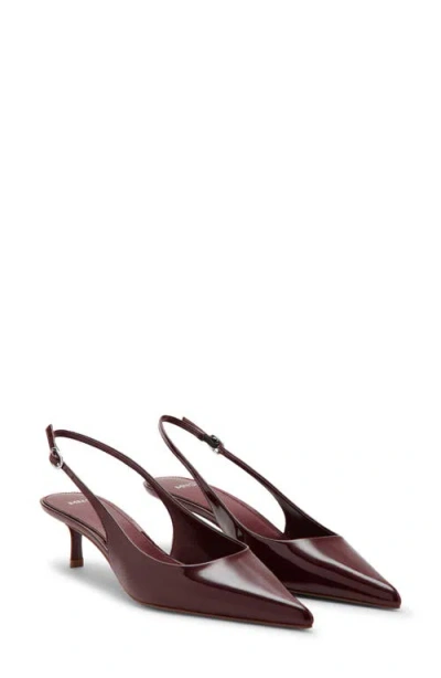 Mango Pointed Kitten Heel Pump In Burgundy