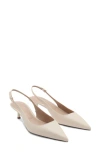 Mango Pointed Kitten Heel Shoes In Ecru