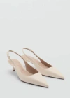 MANGO POINTED KITTEN-HEEL SHOES ECRU