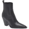 Mango Leather Pointed Ankle Boots Black In Black