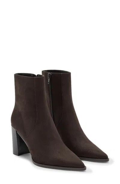 Mango Pointed Toe Faux Leather Ankle Boot In Brown