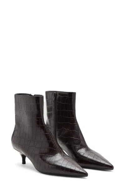 Mango Pointed Toe Faux Leather Ankle Boot In Burgundy